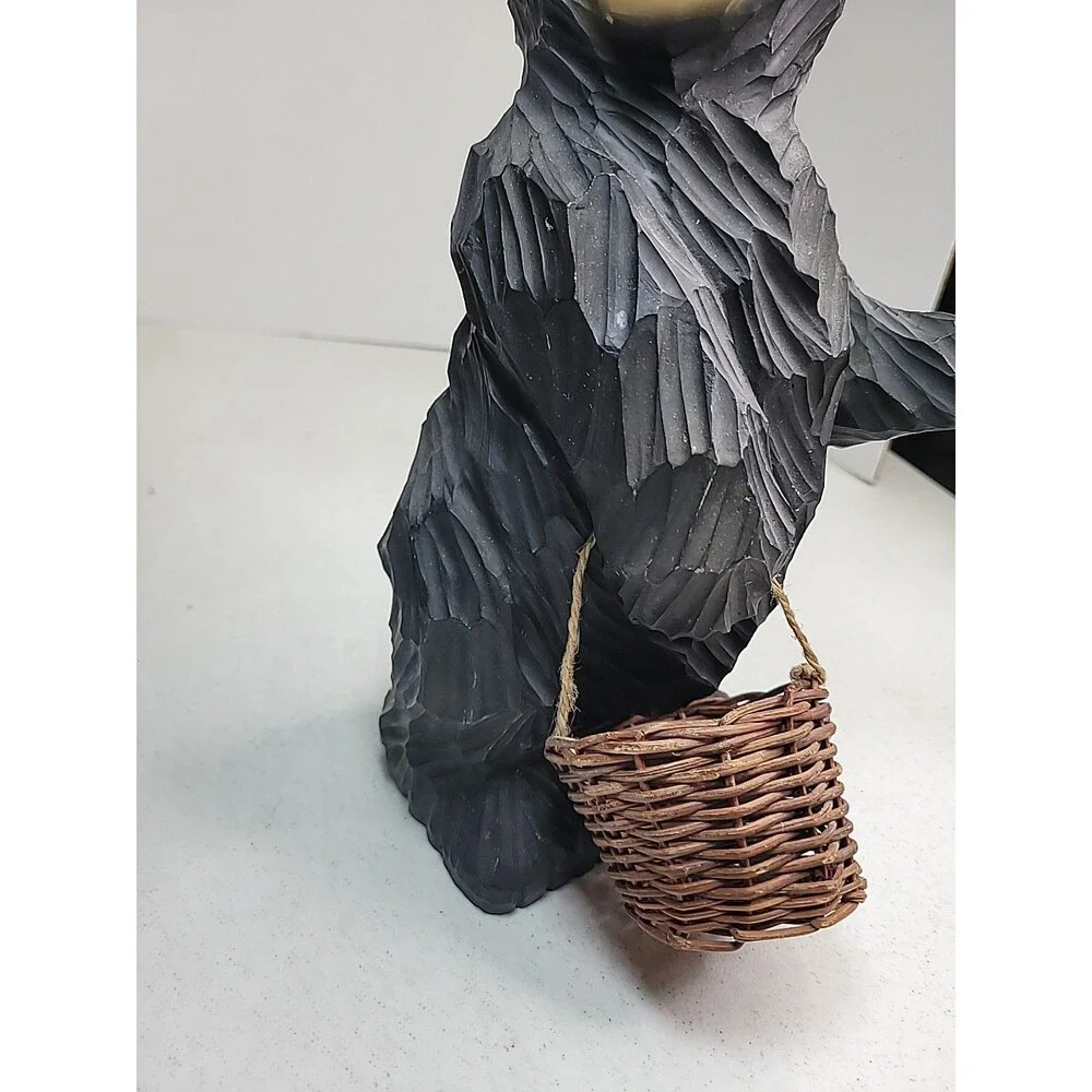 Black Bear with Basket Door Greeter Approximately 14 Inches Decor Resin ?